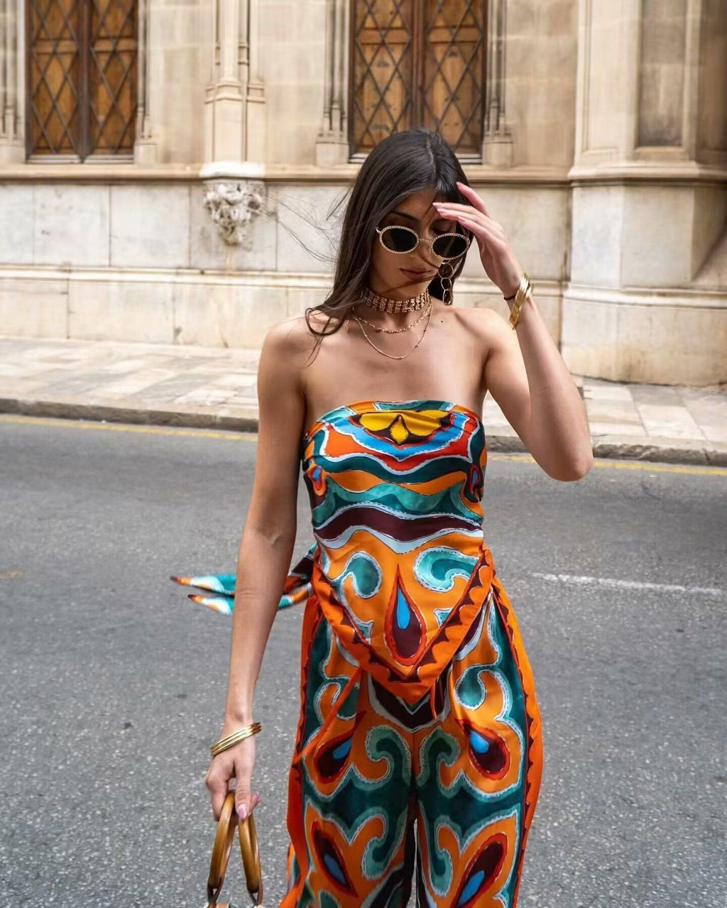 European Style Wholesale Spring Summer Top & Printed Pants