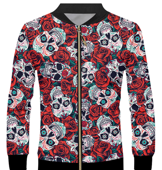 3D Printed Rose Skull Pattern Casual Jacket for Men