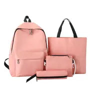 4-Piece Solid Color Backpack Set for Students