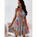 Evarisluxe Boho Floral Backless Pleated Dress