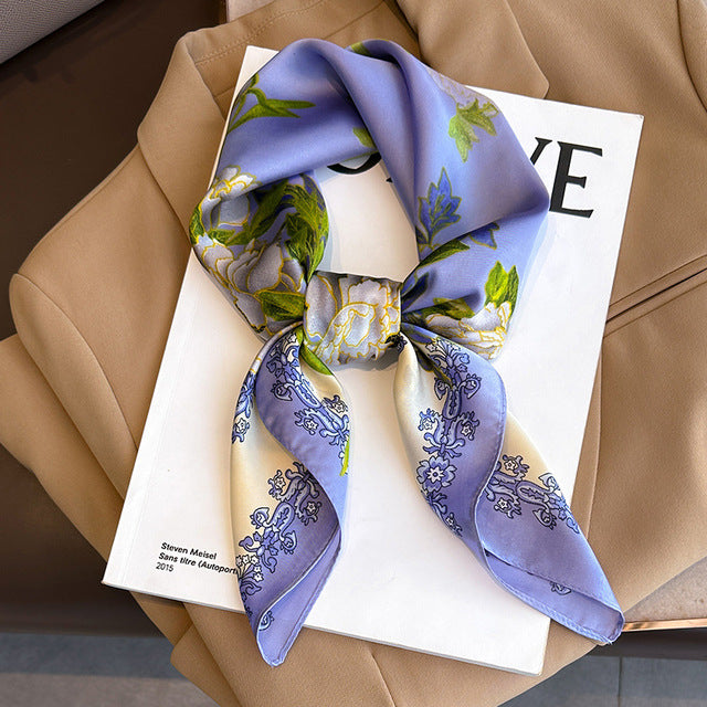 Evarisluxe Silk Satin Square Scarf