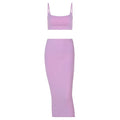 Two-piece Solid Color Sling Midi Skirt Set