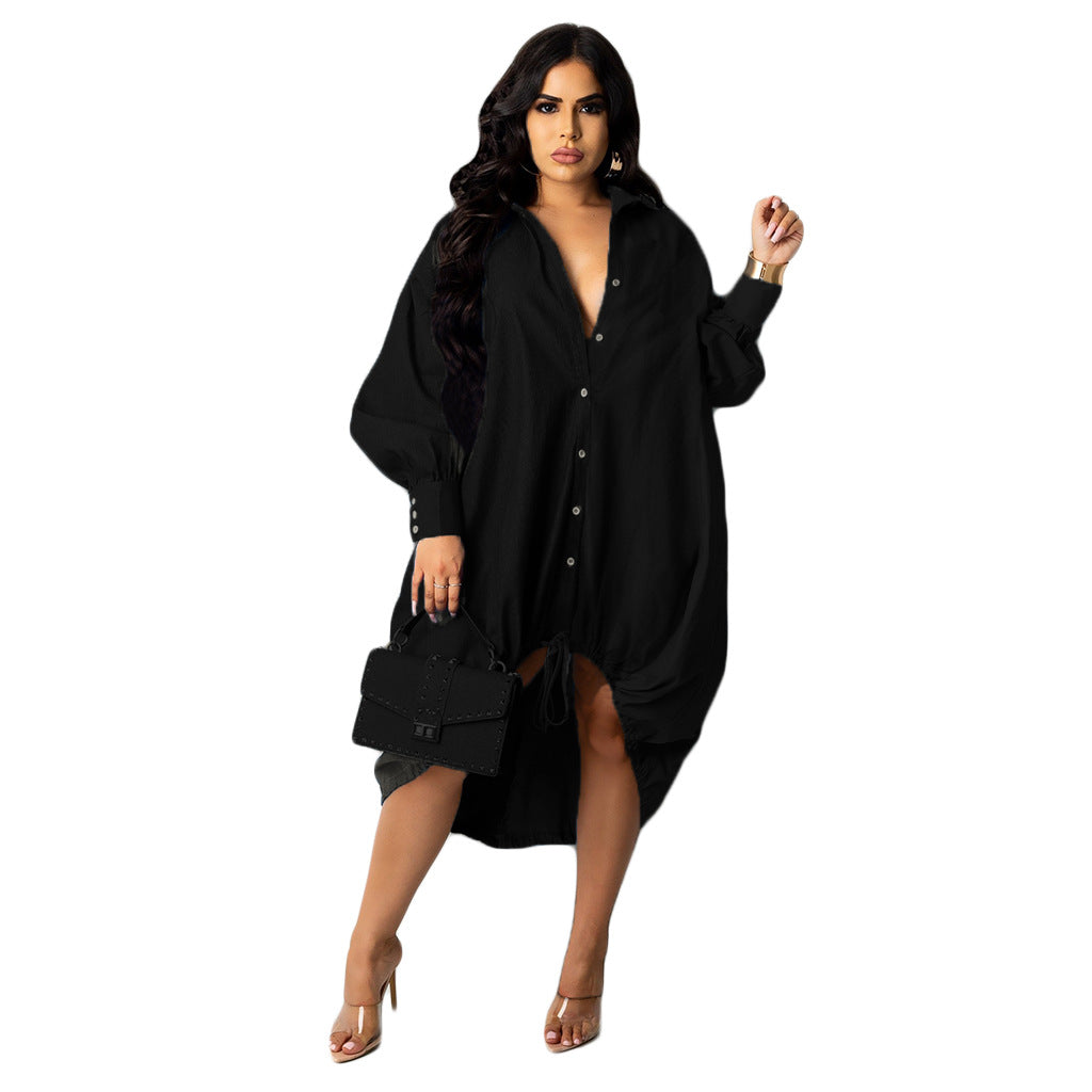 Evarisluxe Patchwork Hem Drawstring Dress
