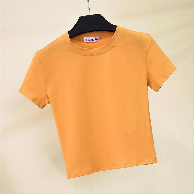 Summer Crop Top Women - Fitted High Waist Sports Tee