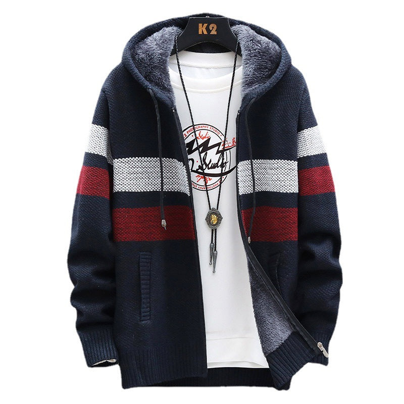 Men's Hooded Fleece Cardigan - Trendy Autumn Jacket