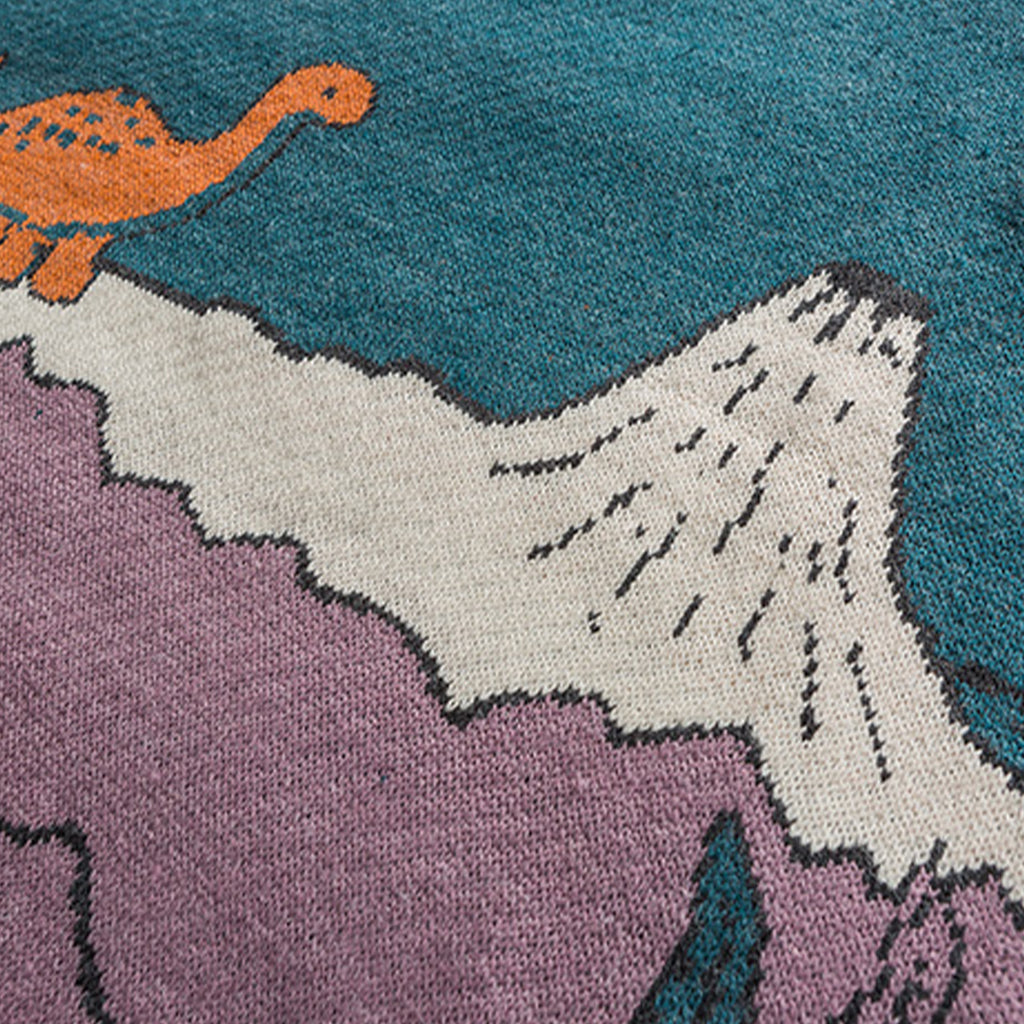 Vintage Cartoon Dinosaur Knitted Pullover Sweater