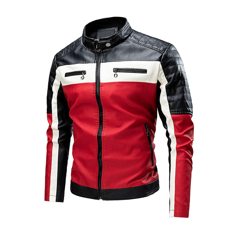 Men's Fashion Patchwork Leather Jacket for Riding
