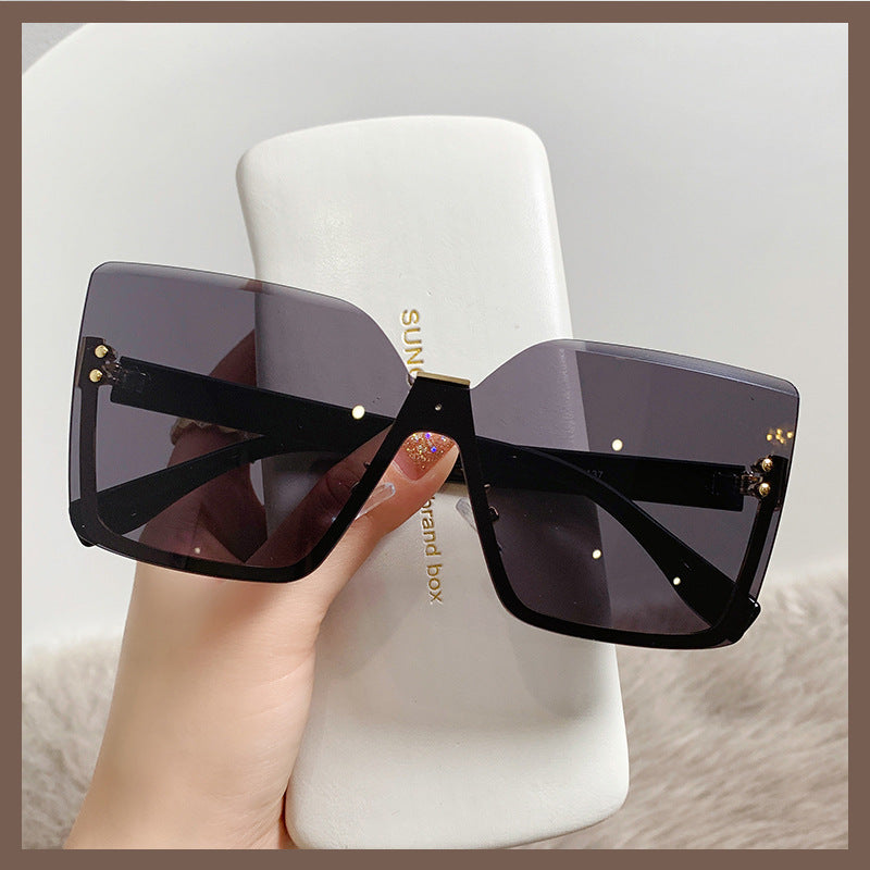 Slim Half-Frame Metal Sunglasses for Women