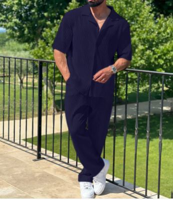 Men's Fashion Sports Two-Piece Set – Casual Short Sleeve Top & Trousers