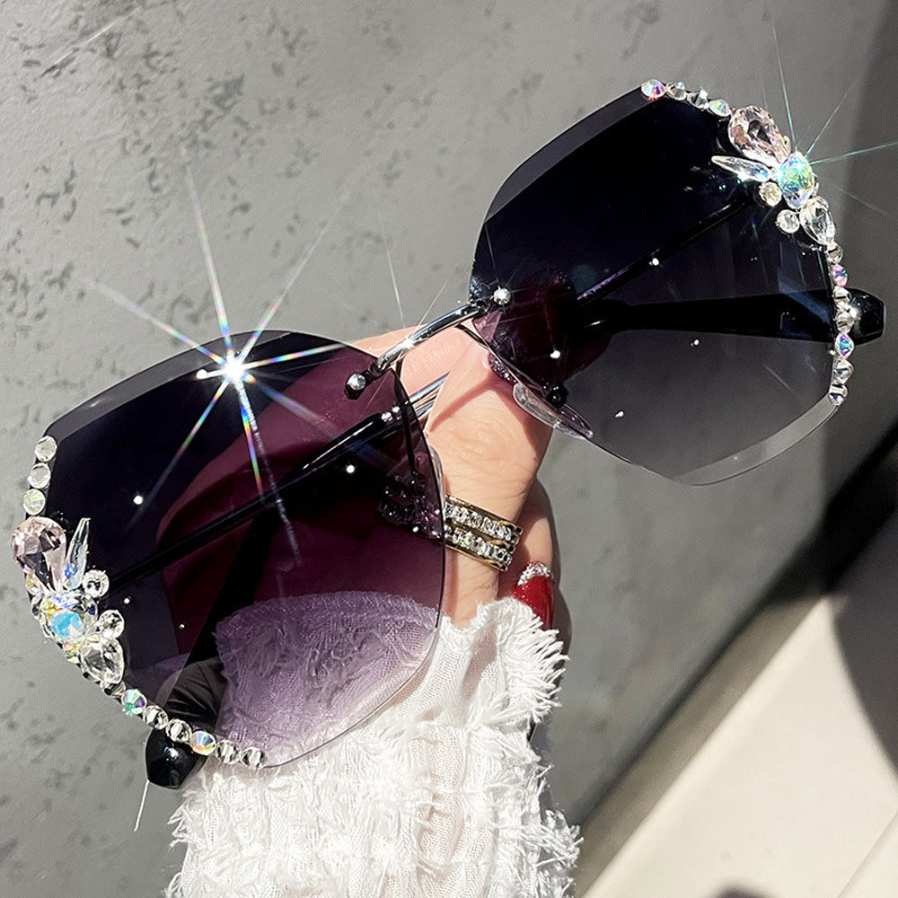 Vintage Rimless Rhinestone Sunglasses for Men & Women