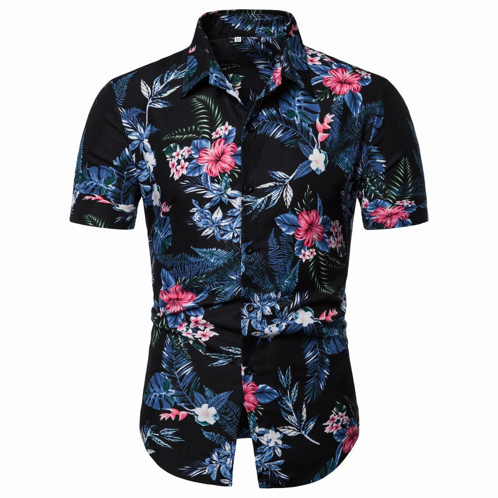 Fashionable Casual Short Sleeve Floral Shirt for Men