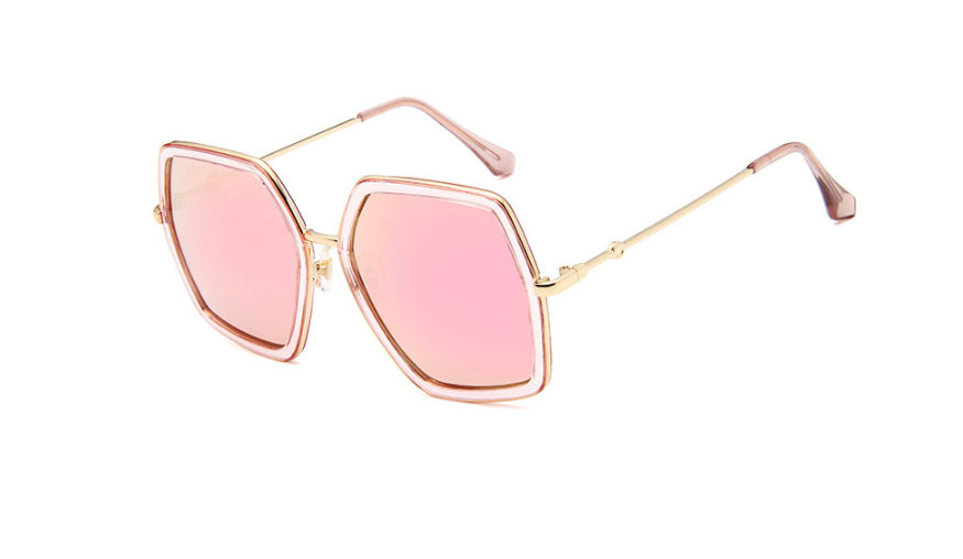 Colorful Polygon Sunglasses for Women with Bee Design