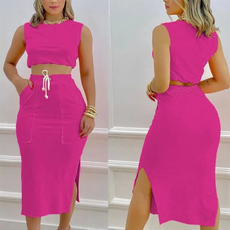 Casual Spring Summer Women's Skirt Suit for Outings