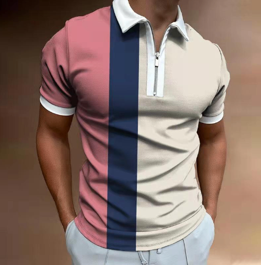 Men's Polo Shirt with National Stitching Color Print