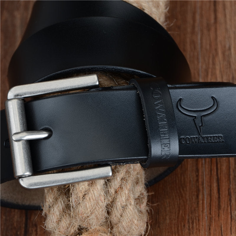 COWATHER Luxury Leather Belt for Men 100-130cm