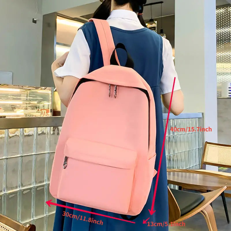 4-Piece Solid Color Backpack Set for Students