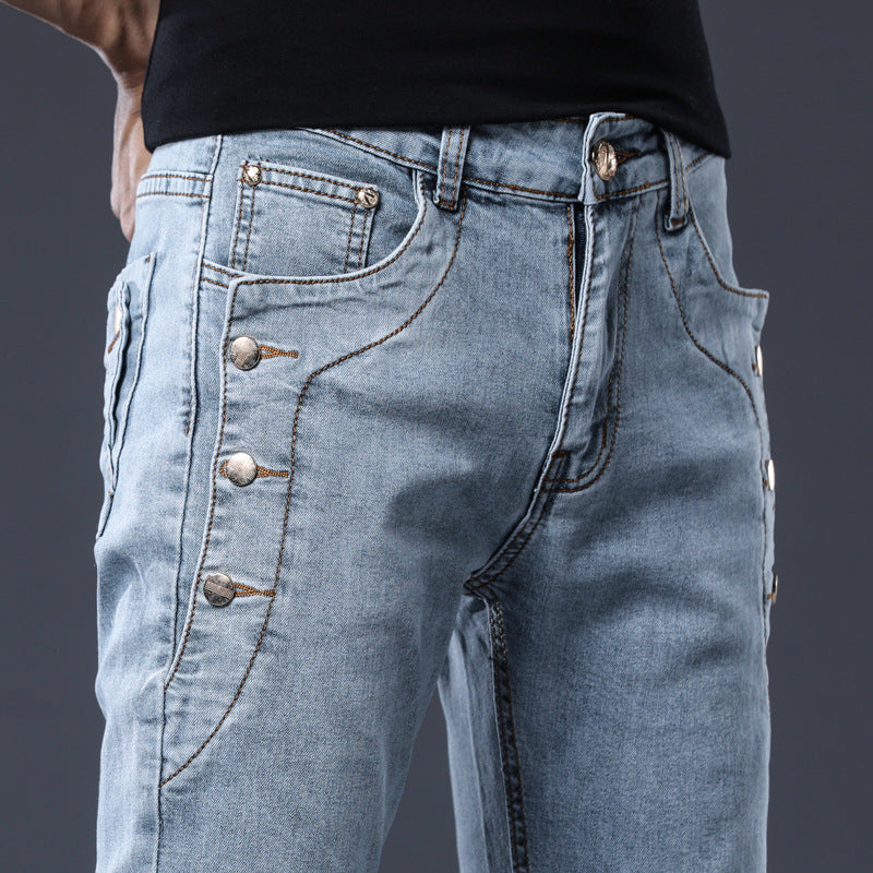 Men's Slim Fit Stretch Denim Pants - Fashionable Casual Wear