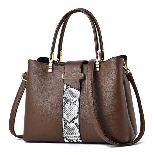Luxury Snake Grain Leather Women's Tote & Crossbody Bag