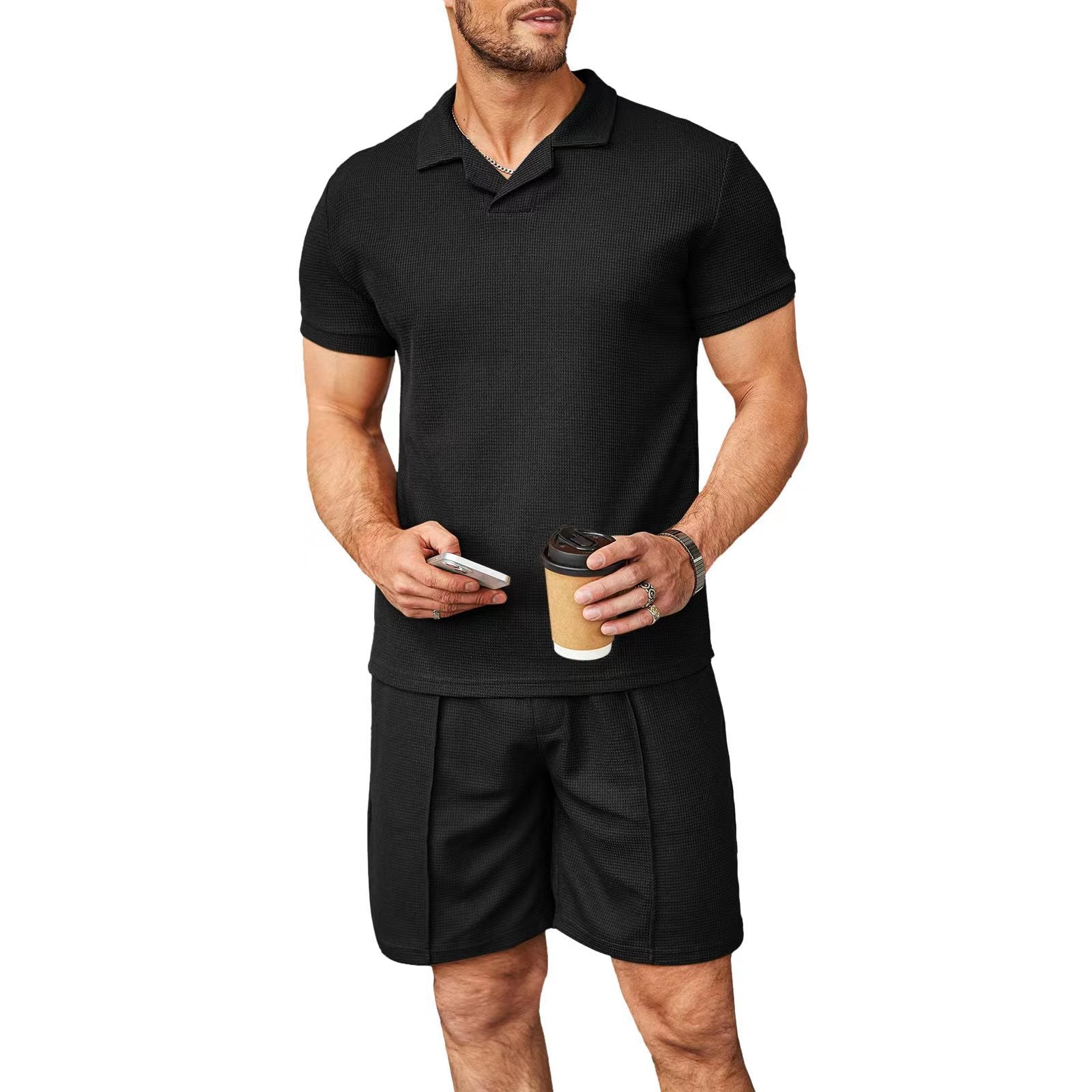2023 Summer New Men's Casual Polo Shirt Set