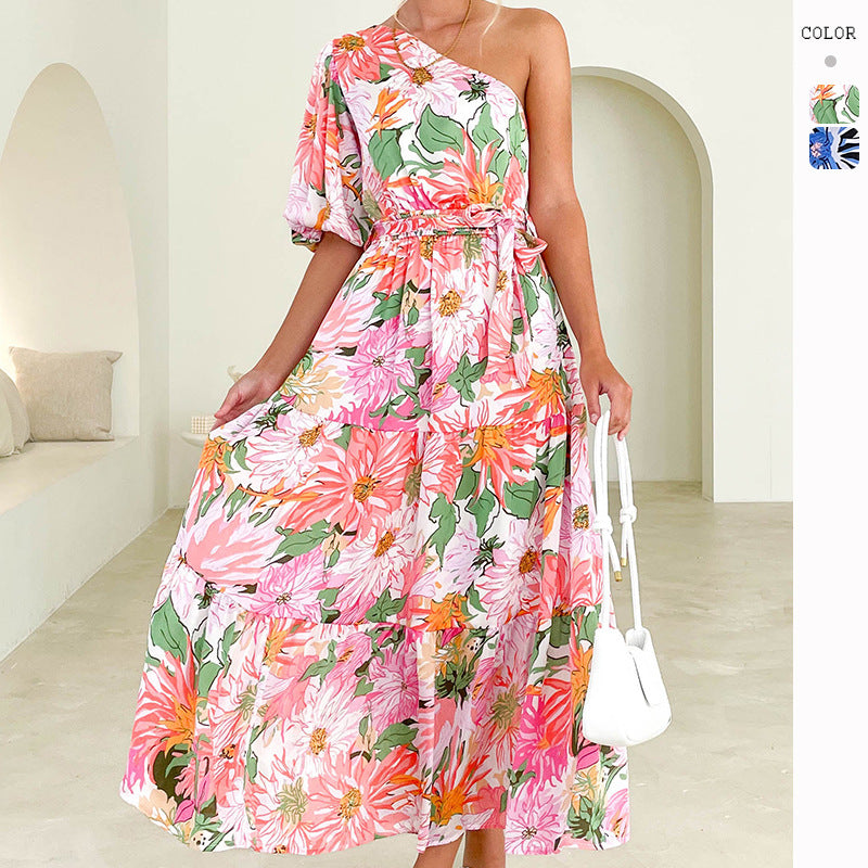 The Bloom Short-Sleeve Floral Maxi Dress | Evarisluxe