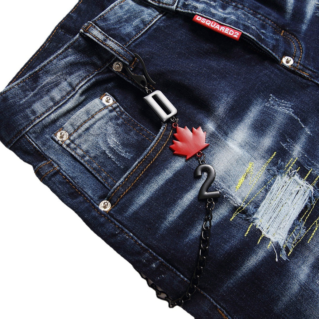 Retro Stretch Ripped Denim Pants for Men