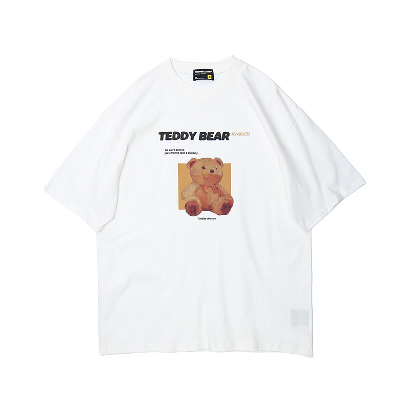 Cartoon Bear Short Sleeve T-Shirt for Men - Casual Wear