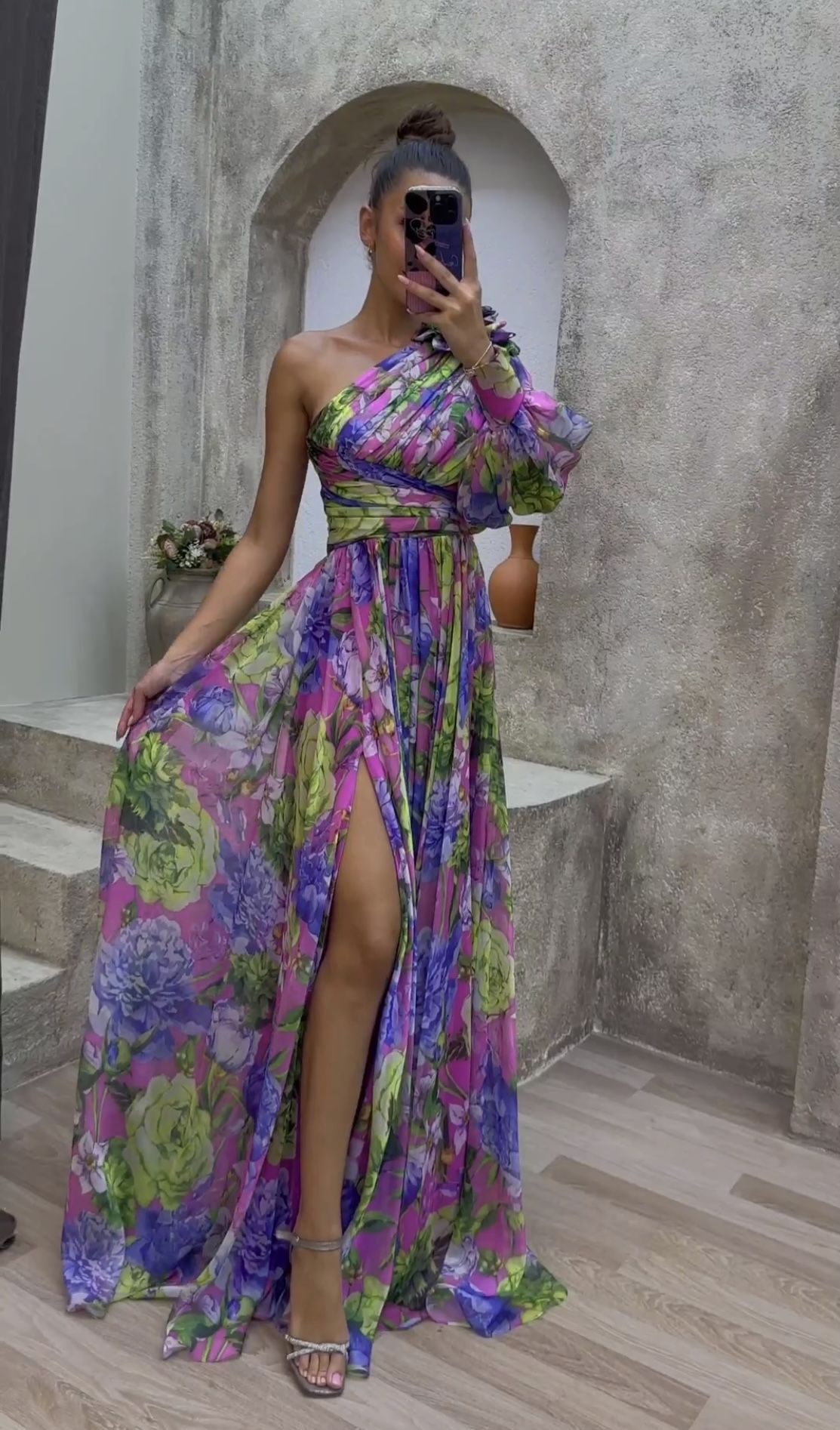 Women's Summer One-Shoulder Long Sleeve Dress