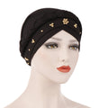 Single Color Gold Pearl Whip Cap for Muslim Headscarf