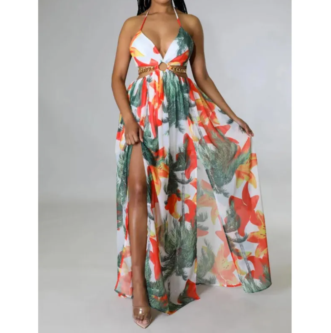 Evarisluxe Summer Floral Print Dress