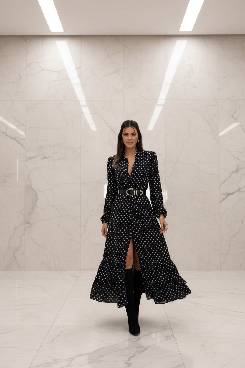 The Pois Chic Long Sleeve Woven Dress | Evarisluxe