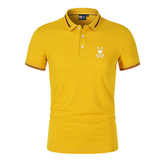 Men's Summer Cotton Polo Shirt with Rabbit Print