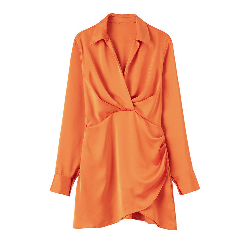 2024 Spring/Summer Satin Long Sleeve Dress for Women