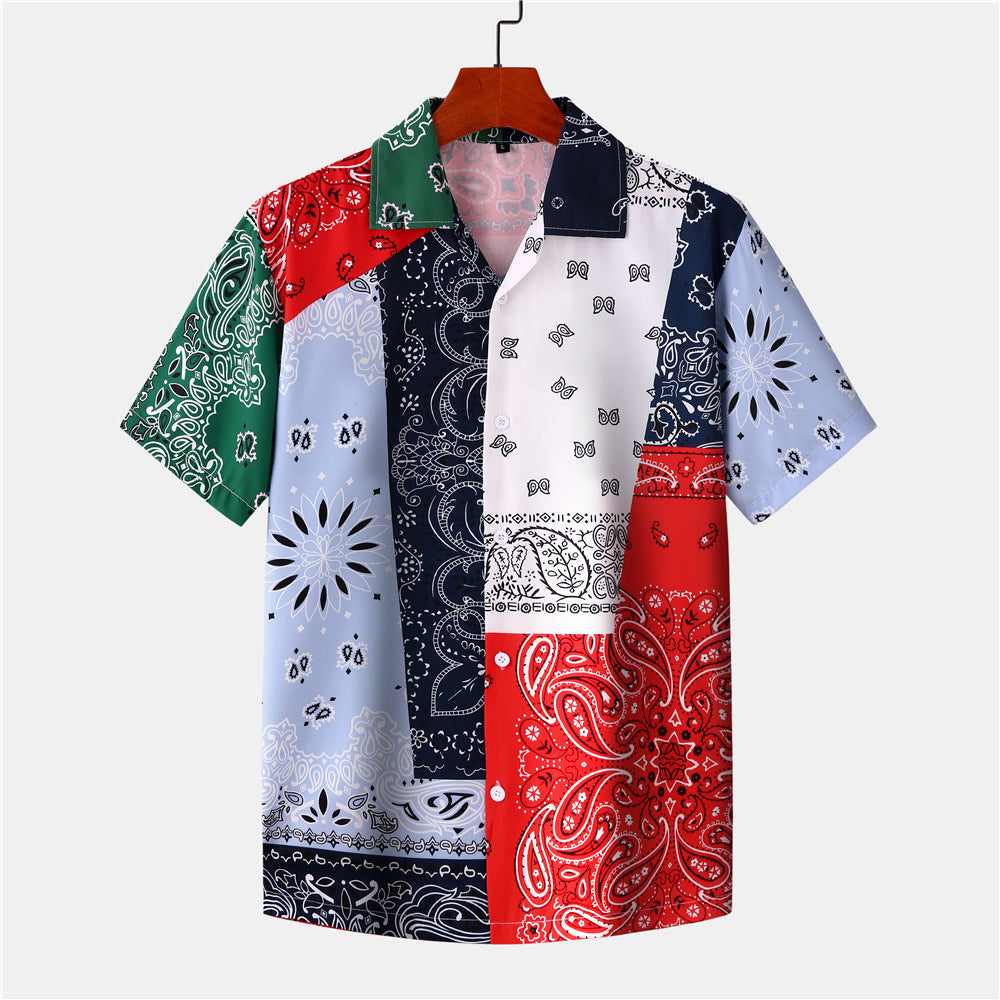 African Print Summer Beach Short Sleeve Shirts