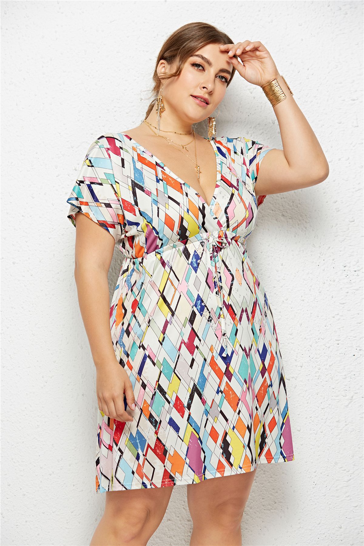 The Décolleté Imprimé V-Neck Print Dress | Evarisluxe