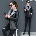 SEPARQI Women's Slim Fit Faux Fur Leather Jacket
