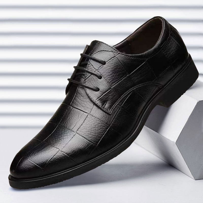 British Lace-Up Black Casual Breathable Shoes for Men