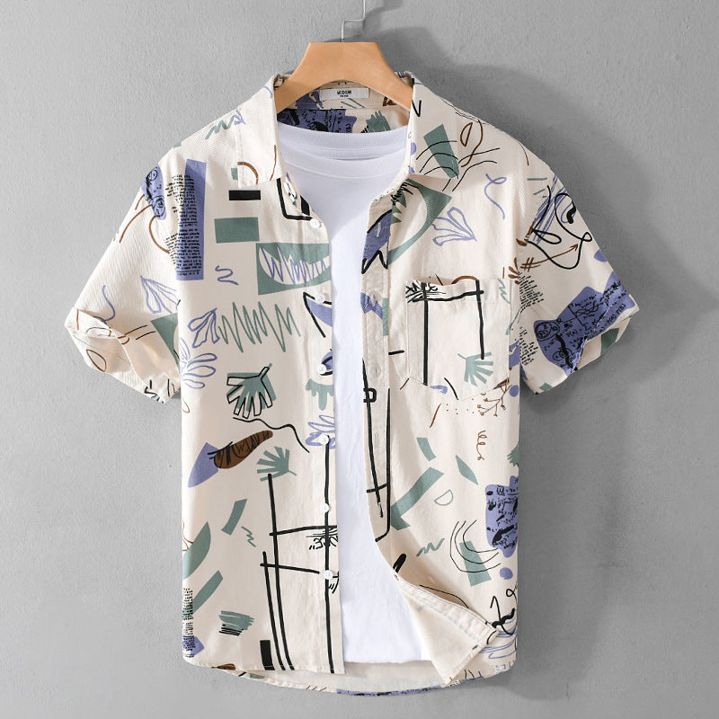 Men's Summer Printed Short Sleeve Casual Shirt 521