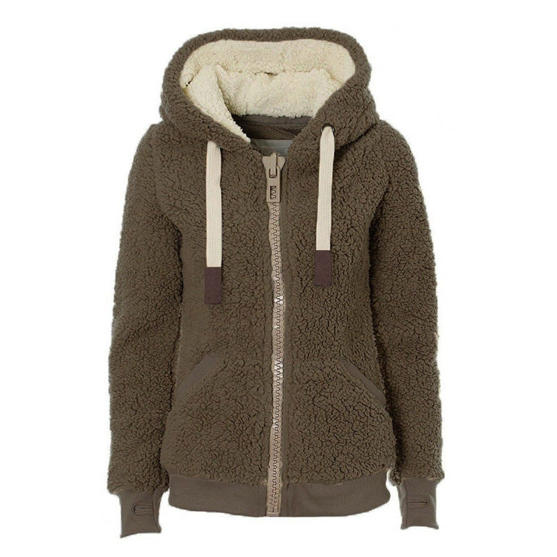 2019 Winter Loose Plush Sweatshirt Jacket for Women