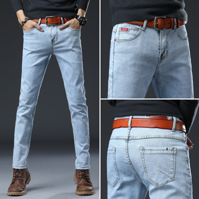 Men's Slim Fit Stretch Denim Pants - Fashionable Casual Wear