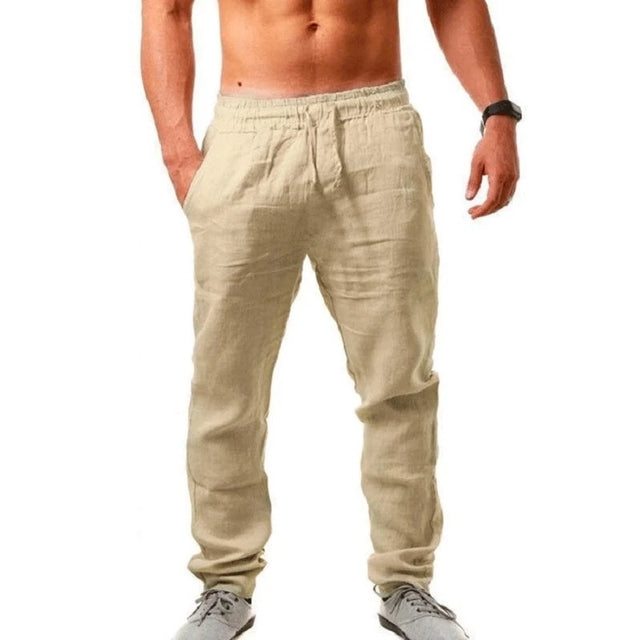 Men's Breathable Cotton Linen Casual Sports Pants