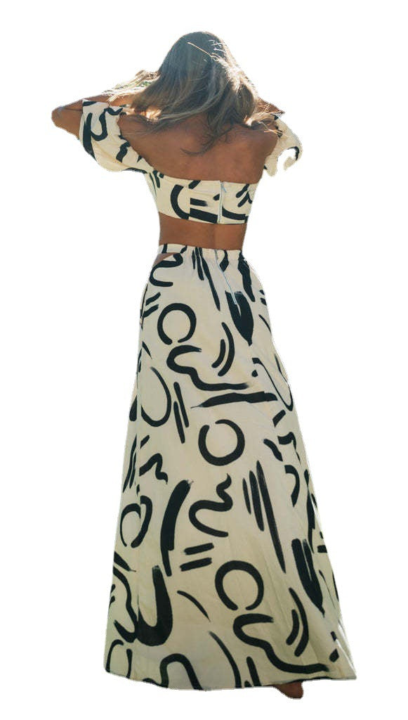 2022 Fashion Print Women's 2-Piece Set with Skirt
