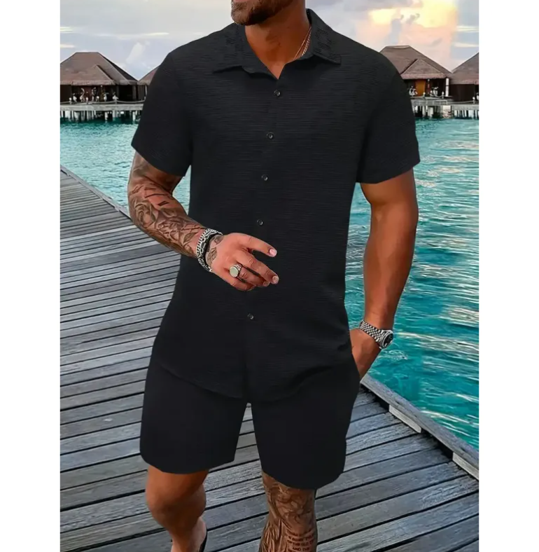 Summer Jacquard Black & White Suit