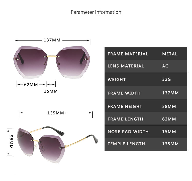 Vintage Rimless Pilot Sunglasses for Men and Women