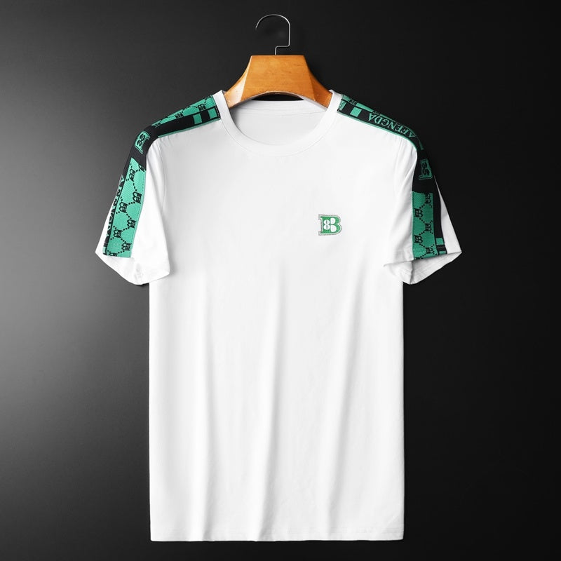 Rhinestone Print Contrast Stitching Summer T-Shirt for Men