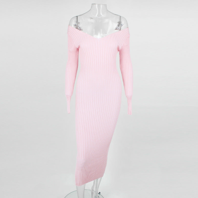 Mid-Length Solid Color Dress for Women
