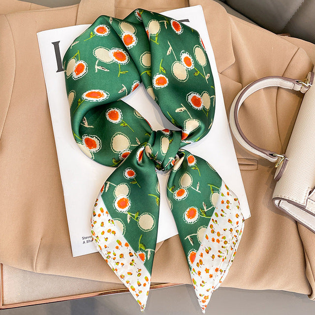 Evarisluxe Silk Satin Square Scarf