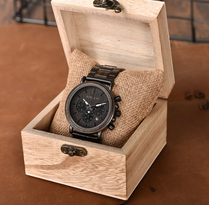 Men's Three-Eye Wooden Watch - Premium Design