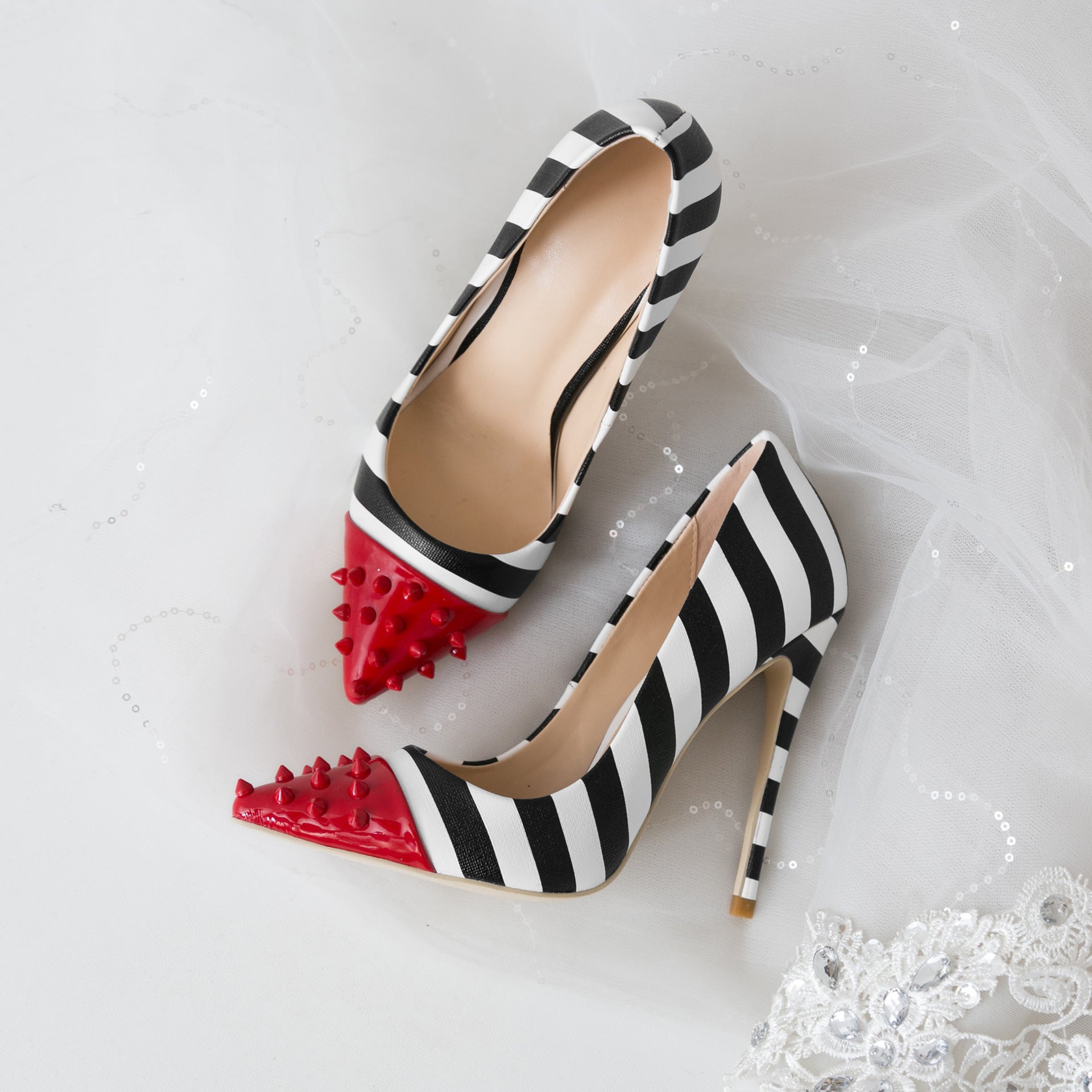 Evarisluxe Studé Stripe Statement Heel