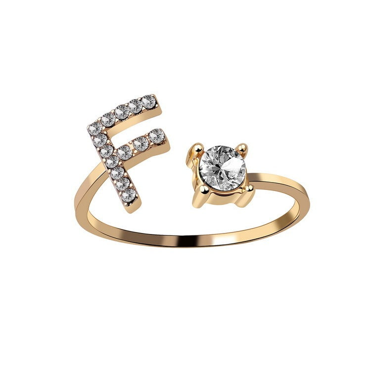 Evarisluxe Initial Letter Gold Ring