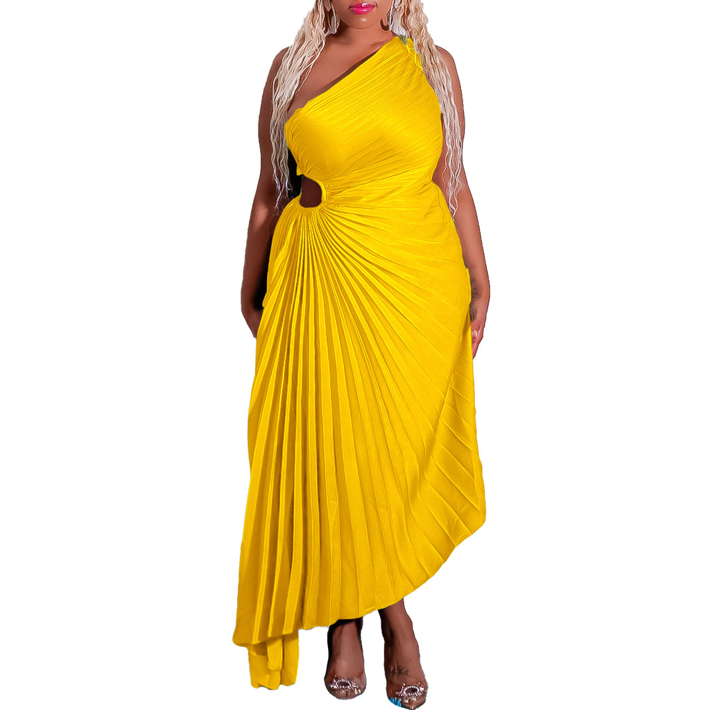 D3231 Summer Slim Fit One-Shoulder Dress for Women